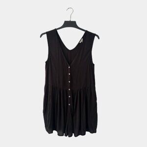 Ecote Urban Outfitters Black Button Front Romper Sleeveless Babydoll Size S